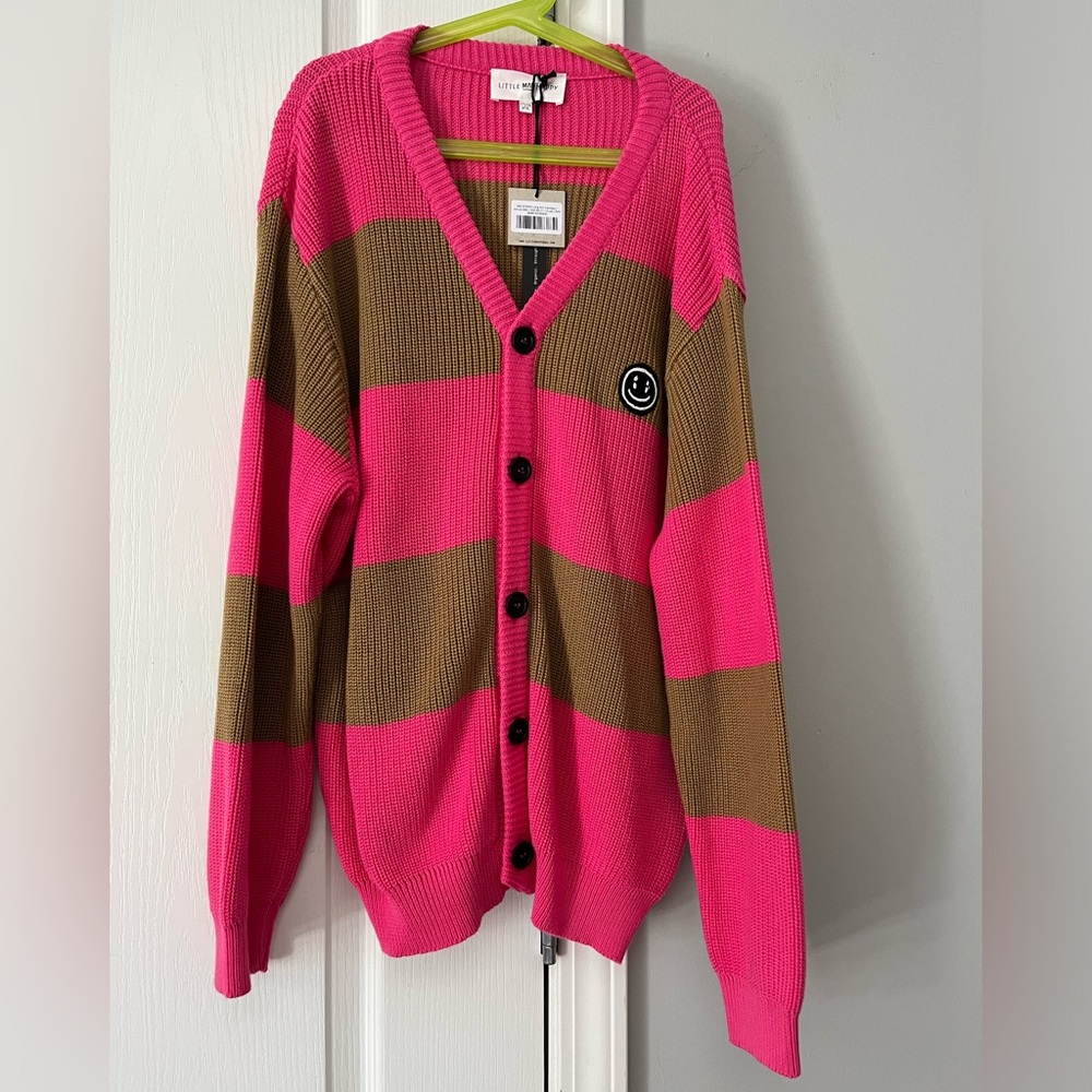 Little Man Happy striped Cardigan 11-13 NWT!